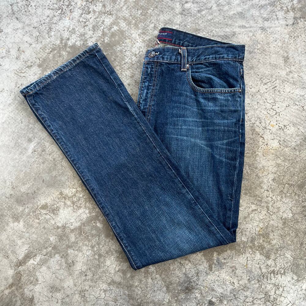 Tommy Hilfiger Premium Denim Bootcut Jeans 36x32 Dark Wash